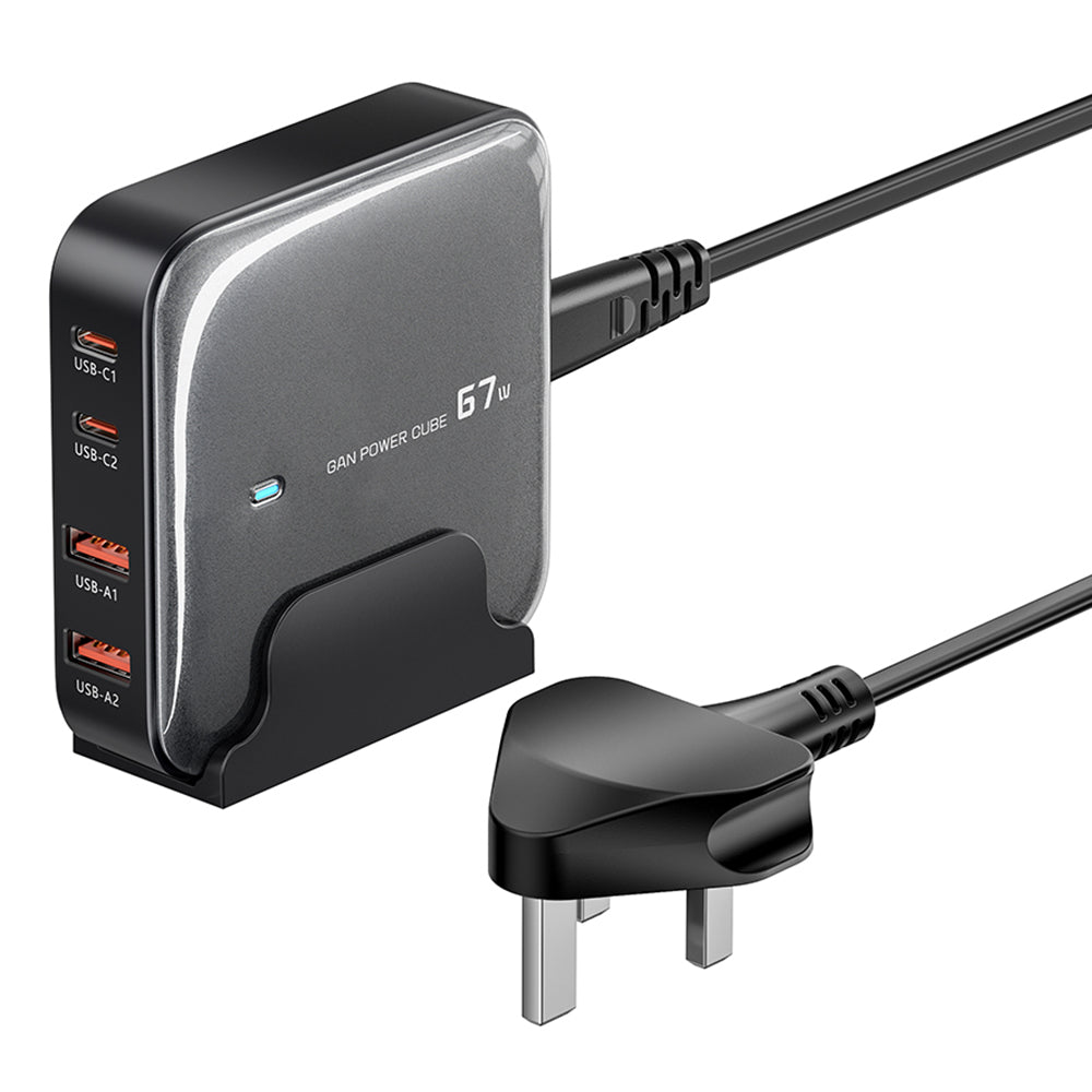 TOOCKI 2 Type-C + 2 USB-A PD 67W Fast Charging Adapter GaN Desktop Charger TOOCKI 2 Type-C + 2 USB-A PD 67W Fast Charging Adapter GaN Desktop Charger